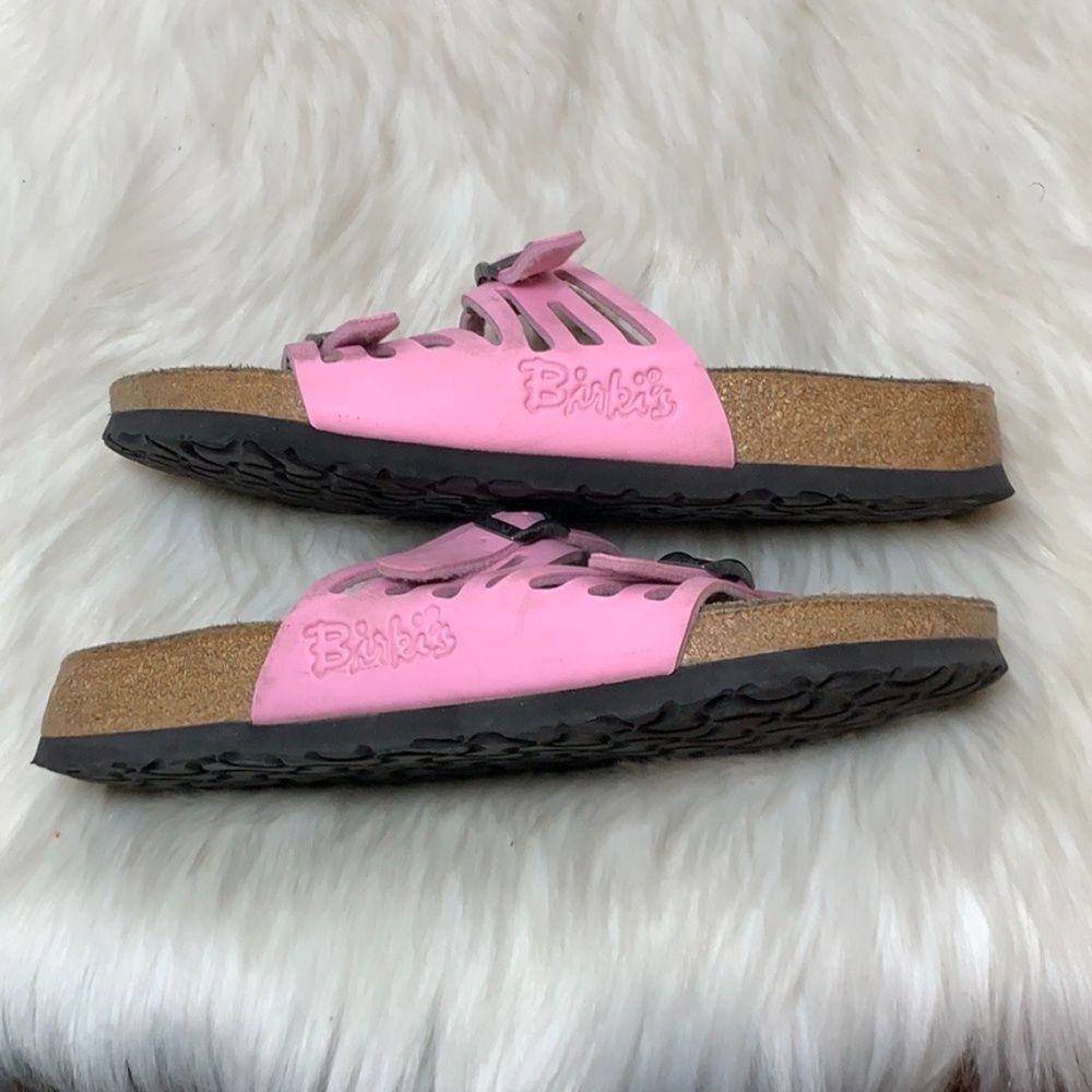 Birki's Pink Leather Strappy Sandals 245 Sz 7 - Picture 2 of 5